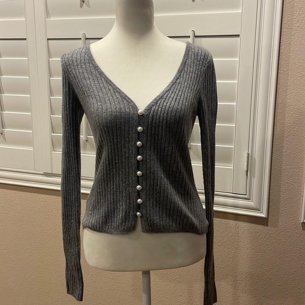 Super cute Lover+friends sweater. Pearl buttons for detail down the front.